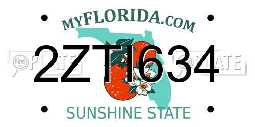2ZTI634 Florida License Plate