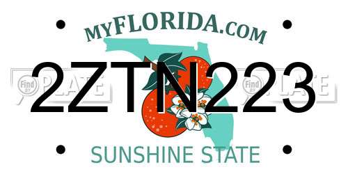 2ZTN223 Florida License Plate