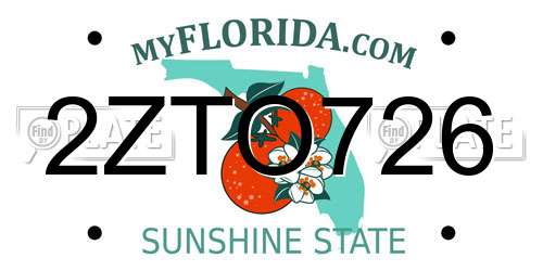 2ZTO726 Florida License Plate
