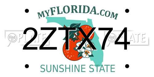 2ZTX74 Florida License Plate
