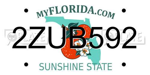 2ZUB592 Florida License Plate