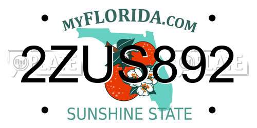 2ZUS892 Florida License Plate