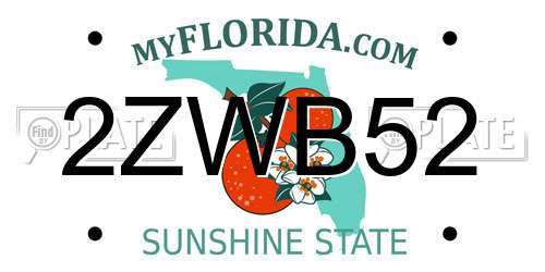 2ZWB52 Florida License Plate
