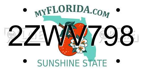2ZWV798 Florida License Plate