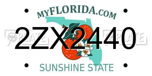 2ZX2440 Florida License Plate