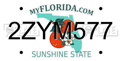 2ZYM577 Florida License Plate