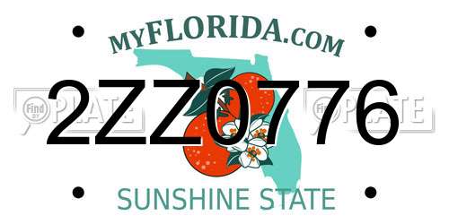 2ZZ0776 Florida License Plate