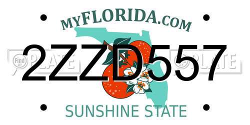2ZZD557 Florida License Plate