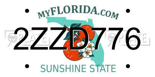 2ZZD776 Florida License Plate