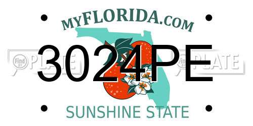 3024PE Florida License Plate
