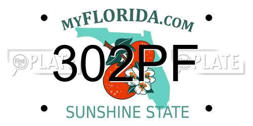302PF Florida License Plate