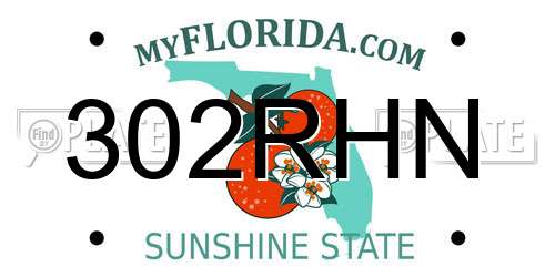 302RHN Florida License Plate