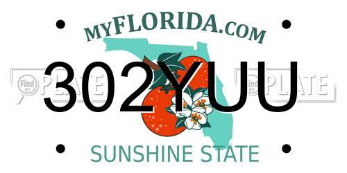 302YUU Florida License Plate