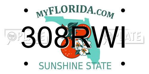 308RWI Florida License Plate