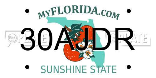 30AJDR Florida License Plate