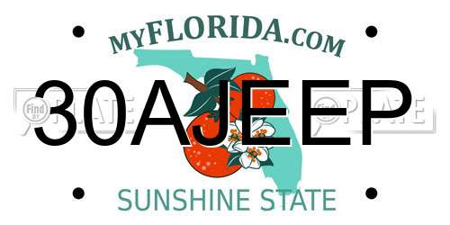 30AJEEP Florida License Plate