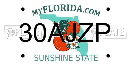 30AJZP Florida License Plate