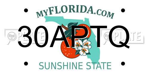 30APTQ Florida License Plate