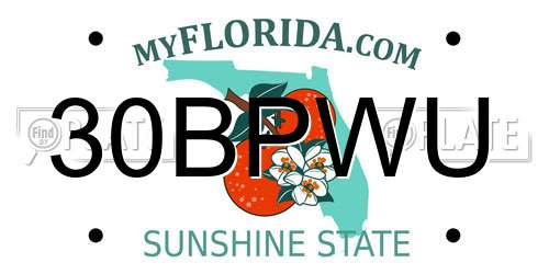 30BPWU Florida License Plate