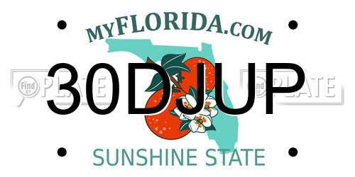 30DJUP Florida License Plate