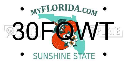 30FQWT Florida License Plate