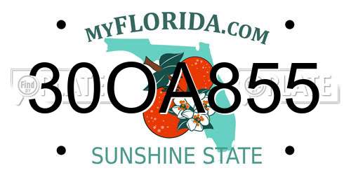 30OA855 Florida License Plate