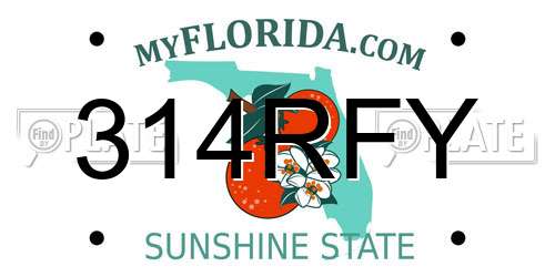 314RFY Florida License Plate