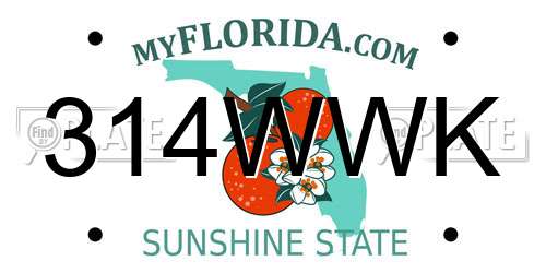314WWK Florida License Plate