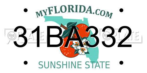 31BA332 Florida License Plate