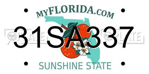 31SA337 Florida License Plate