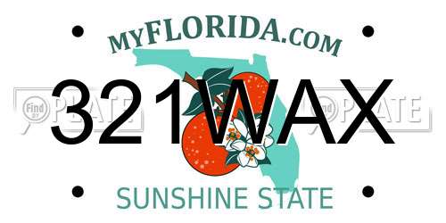 321WAX Florida License Plate