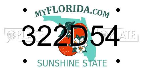 322D54 Florida License Plate