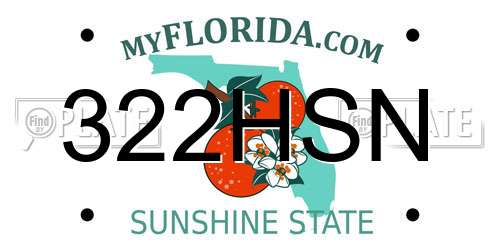 322HSN Florida License Plate