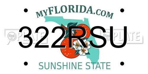 322RSU Florida License Plate