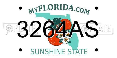 3264AS Florida License Plate