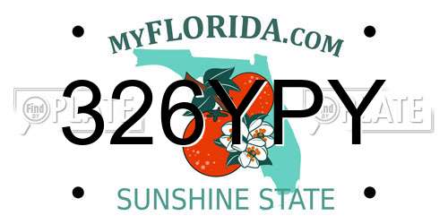 326YPY Florida License Plate