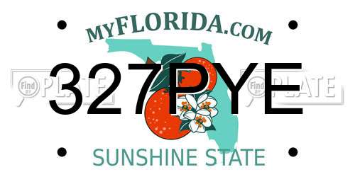 327PYE Florida License Plate