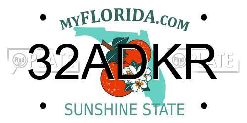 32ADKR Florida License Plate