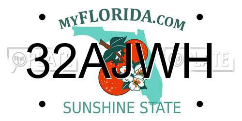 32AJWH Florida License Plate