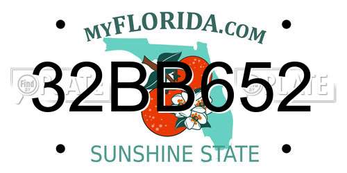 32BB652 Florida License Plate