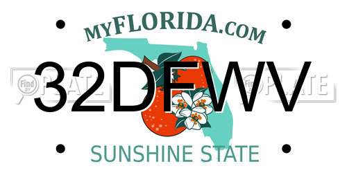 32DFWV Florida License Plate