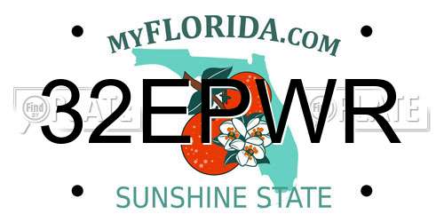 32EPWR Florida License Plate