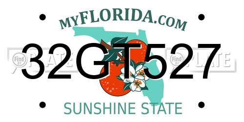 32GT527 Florida License Plate