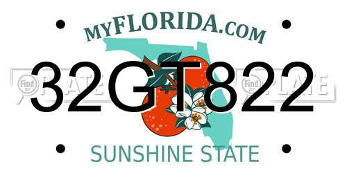 32GT822 Florida License Plate