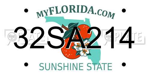 32SA214 Florida License Plate
