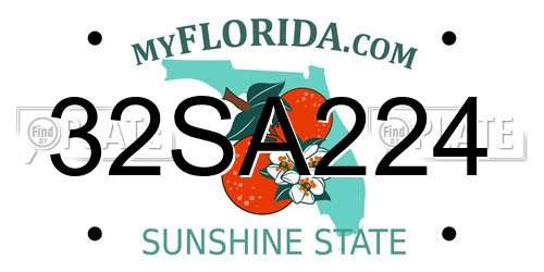 32SA224 Florida License Plate