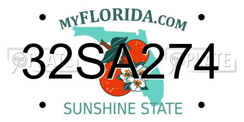 32SA274 Florida License Plate