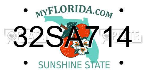 32SA714 Florida License Plate