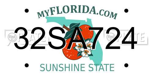 32SA724 Florida License Plate
