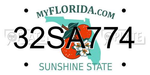 32SA774 Florida License Plate